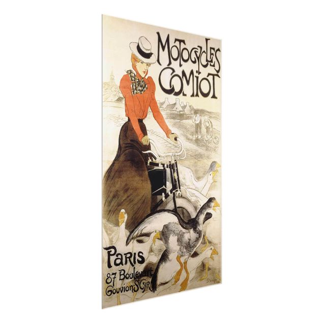 Obrazy na szkle artyści Théophile-Alexandre Steinlen - Plakat reklamowy motocykli Comiot