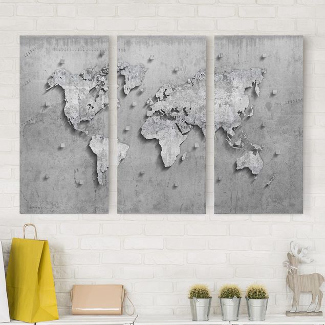 Dekoracja do kuchni Mapa świata z betonu