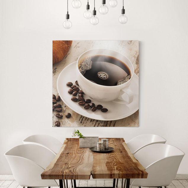 Obrazy nowoczesny Filiżanka kawy z ziarnami kawy