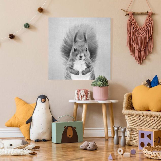 Obrazy do salonu nowoczesne Squirrel Elisabeth Black And White