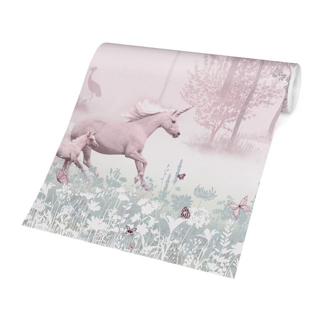 Tapety Unicorn On Flowering Meadow In Pink