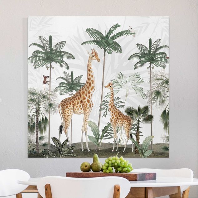 Obrazy do salonu Elegancja żyraf w dżungli