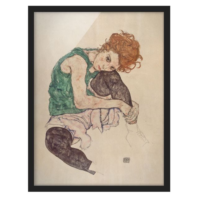 Obrazy w ramie do korytarzu Egon Schiele - Siedząca kobieta z podniesionym kolanem
