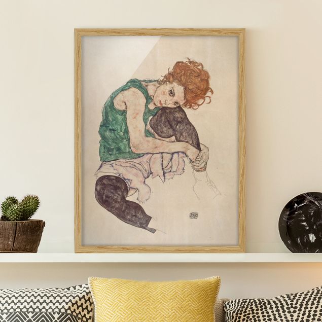 Ekspresjonizm obrazy Egon Schiele - Siedząca kobieta z podniesionym kolanem