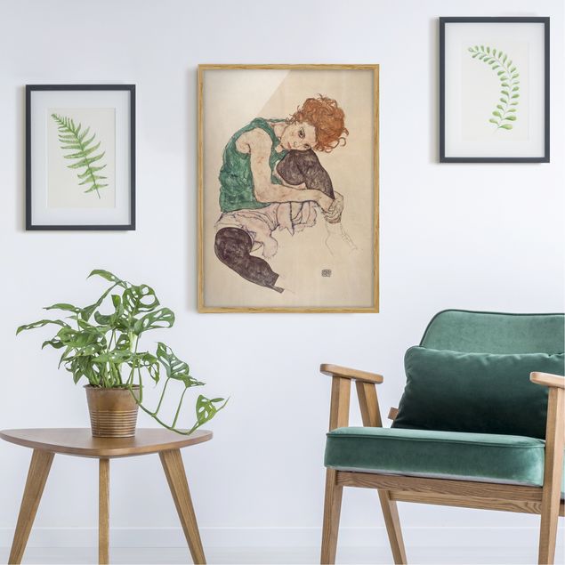 Obrazy w ramie artystyczny Egon Schiele - Siedząca kobieta z podniesionym kolanem