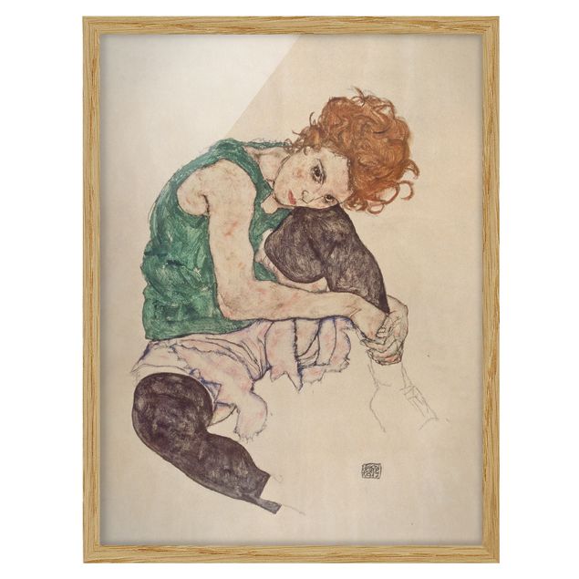 Obrazy w ramie do korytarzu Egon Schiele - Siedząca kobieta z podniesionym kolanem