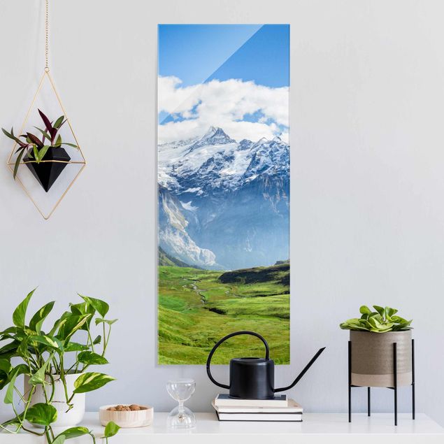Obrazy na szkle architektura i horyzont Szwajcarska panorama alpejska