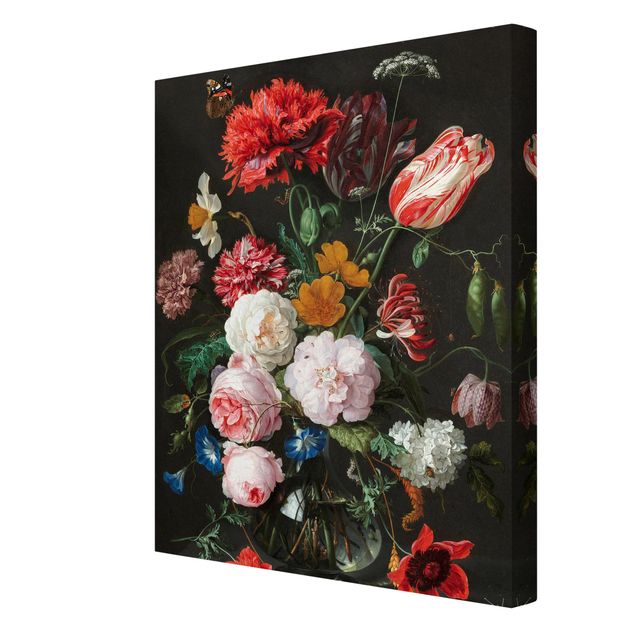Retro obrazy Jan Davidsz de Heem - Martwa natura z kwiatami w szklanym wazonie