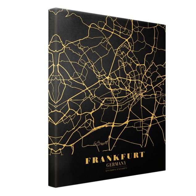 Obrazy Mapa miasta Frankfurt - Klasyczna czerń