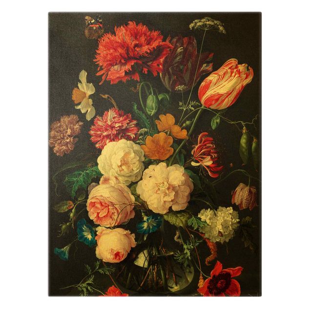 Obrazy z motywem kwiatowym Jan Davidsz de Heem - Martwa natura z kwiatami w szklanym wazonie