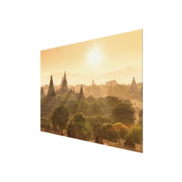 Obrazy na szkle zachód słońca Zachód słońca nad Baganem