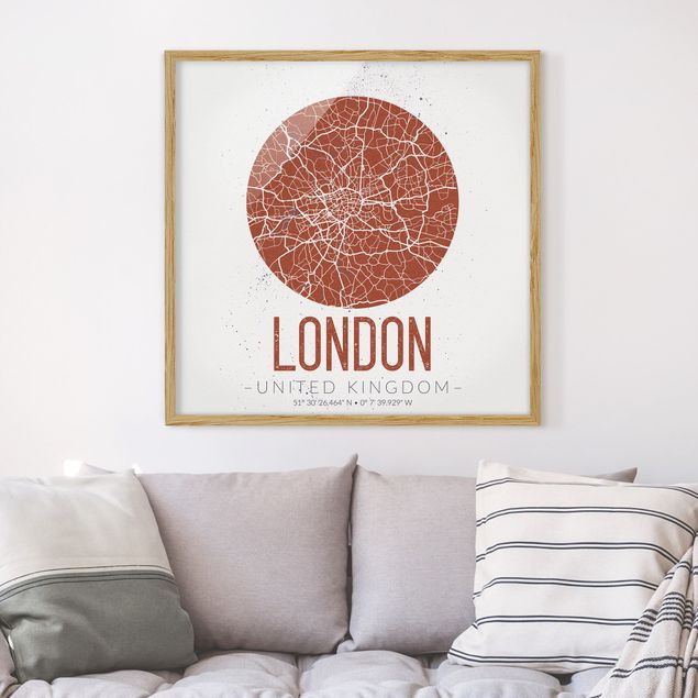 Obrazy Londyn Mapa miasta Londyn - Retro