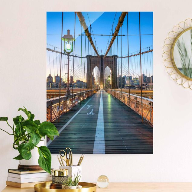 Obrazy na szkle architektura i horyzont Poranny widok z mostu brooklyńskiego