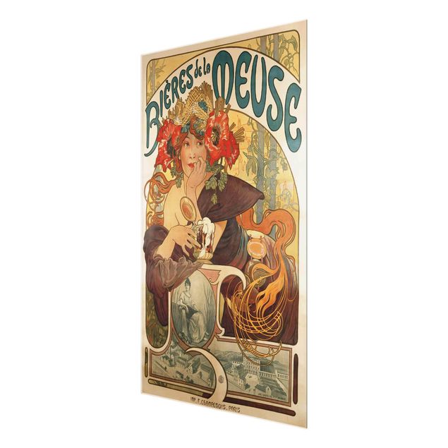 Obrazy na szkle powiedzenia Alfons Mucha - Plakat do piwa La Meuse