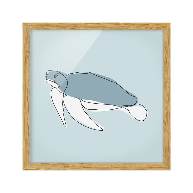 Obrazy w ramie dla dzieci Line Art żółwia