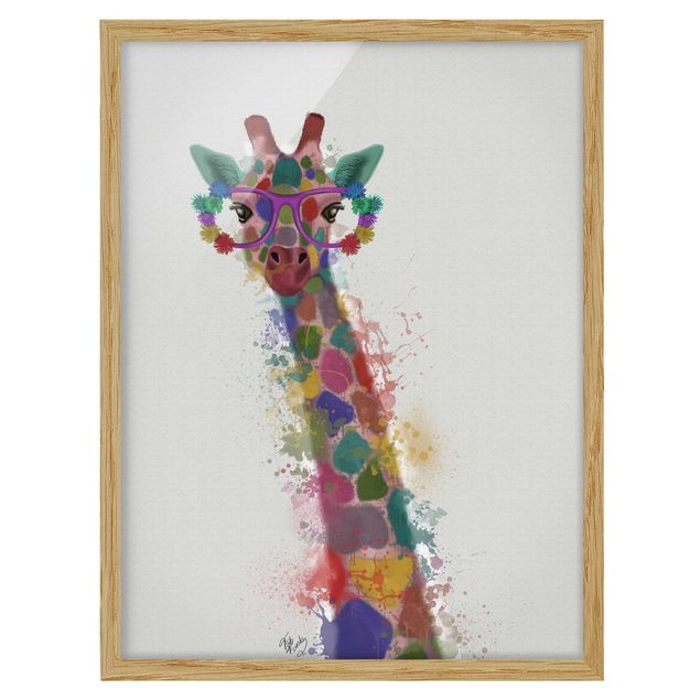 Obrazy w ramie zwierzęta Rainbow Splash Żyrafa