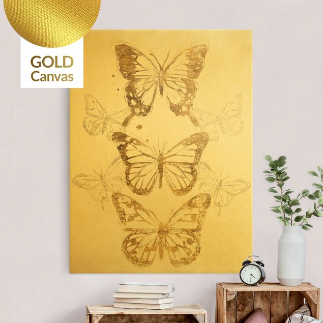 Obrazy motyl Kompozycja motyla w złocie I