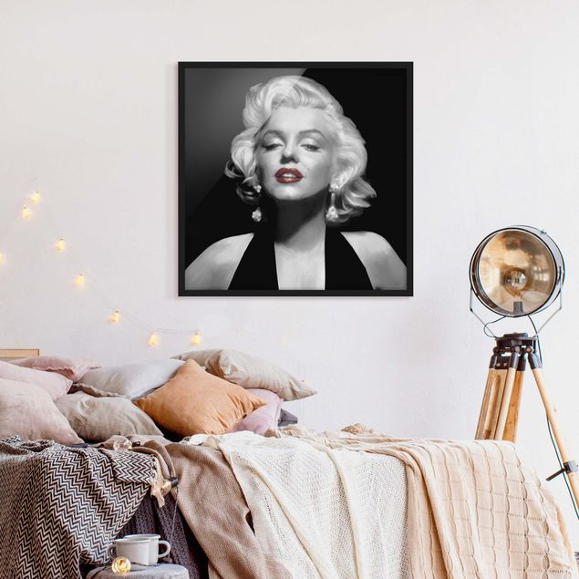 Obrazy w ramie do korytarzu Marilyn z czerwonymi ustami