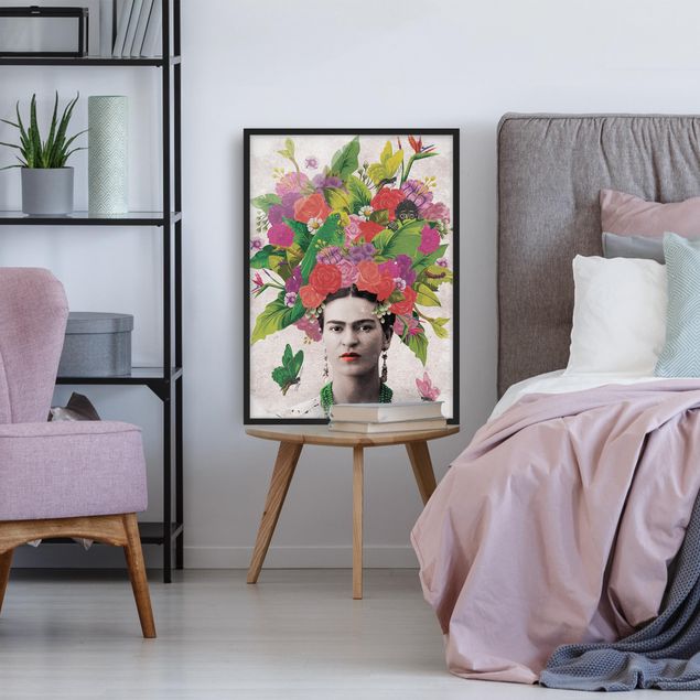 Obrazy w ramie do korytarzu Frida Kahlo - Portret z kwiatami