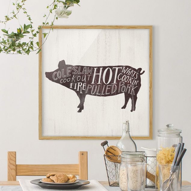Obrazy w ramie do kuchni Gospodarstwo BBQ - świnia