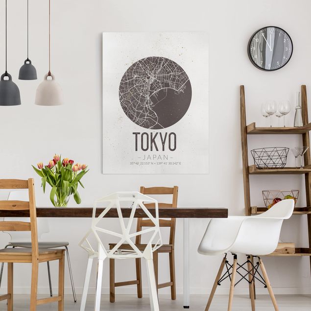 Obrazy na płótnie Tokio Mapa miasta Tokio - Retro