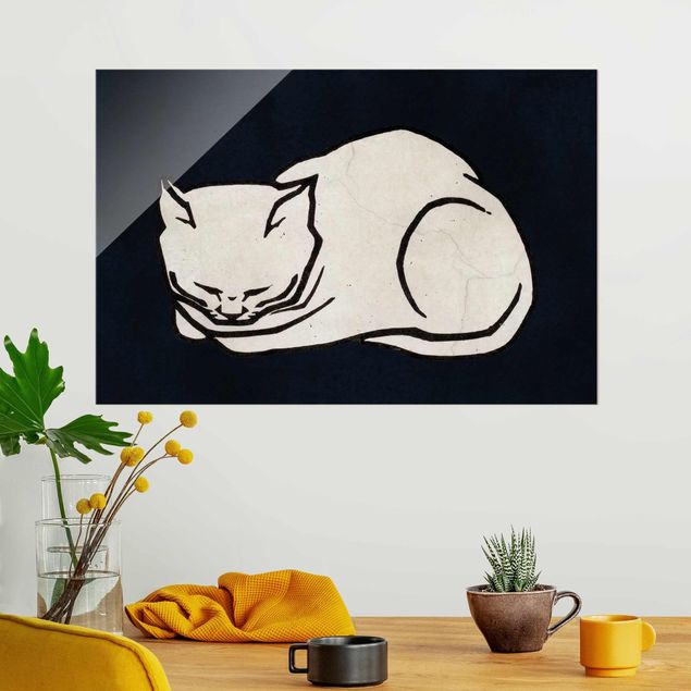 Dekoracja do kuchni Ilustracja przedstawiająca śpiącego kota