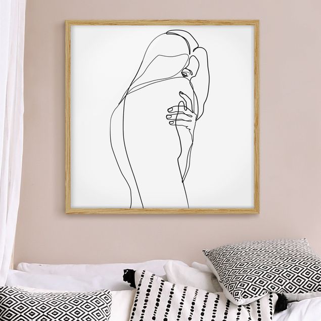 Obrazy w ramie artystyczny Line Art Woman Nude Shoulder czarno-biały