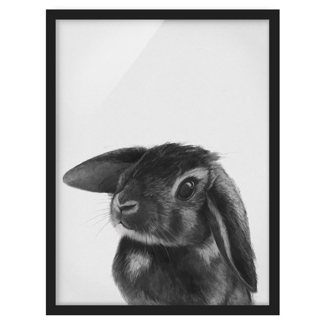 Obrazy w ramie do kuchni Ilustracja królik czarno-biały rysunek