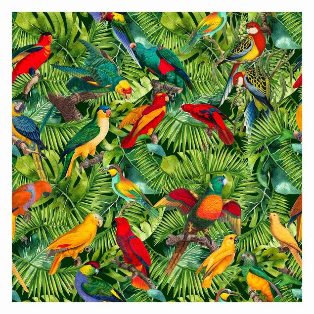 Fototapety Colourful Collage - Parrots In The Jungle