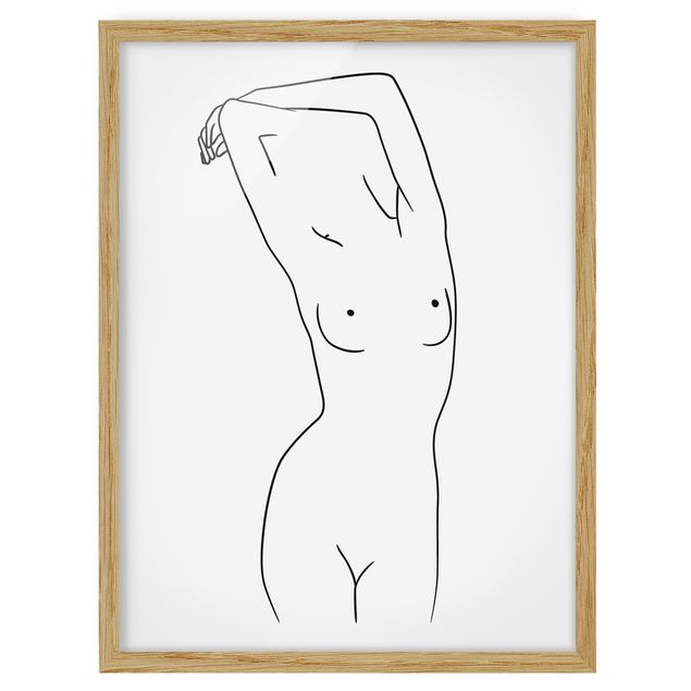 Obrazy w ramie do łazienki Line Art Kobieta naga czarno-biały