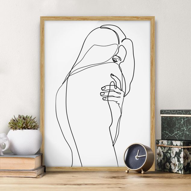 Dekoracja do kuchni Line Art Woman Nude Shoulder czarno-biały