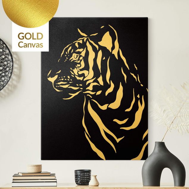 Obrazy ze zwierzętami Safari Zwierzęta - portret tygrysa Czarny