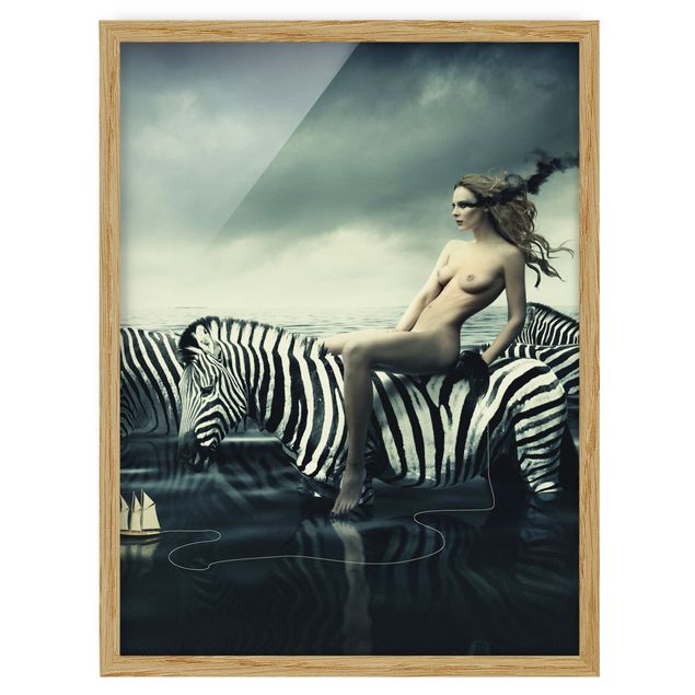 Obrazy w ramie do kuchni Kobieta naga z zebrami