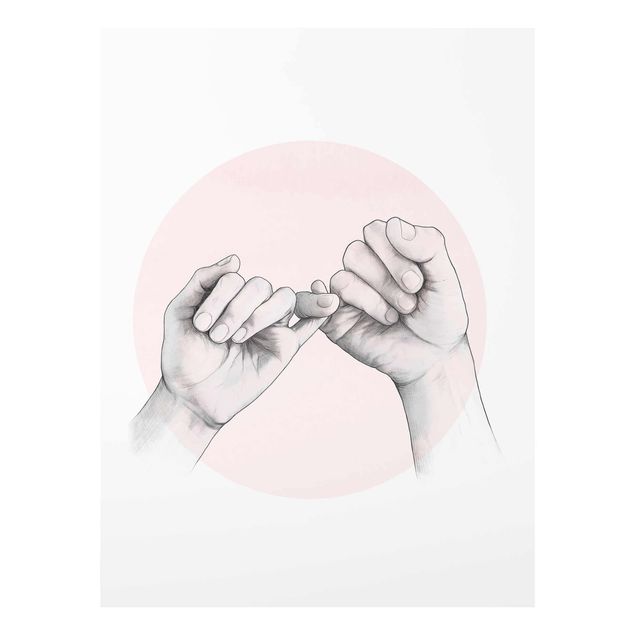 Nowoczesne obrazy Ilustracja dłoni Przyjaźń Koło Różowy Biały