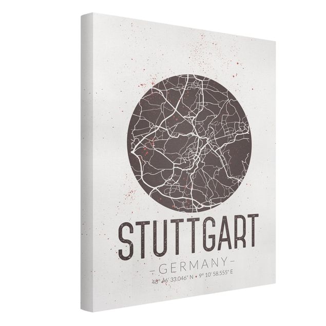 Obrazy z napisami Mapa miasta Stuttgart - Retro