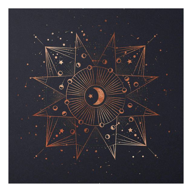 Obrazy nowoczesny Astrologia Księżyc Magia Niebieskie Złoto