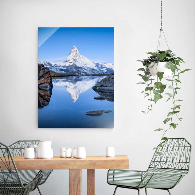 Obrazy na szkle portret Jezioro Stelli przed Matterhornem
