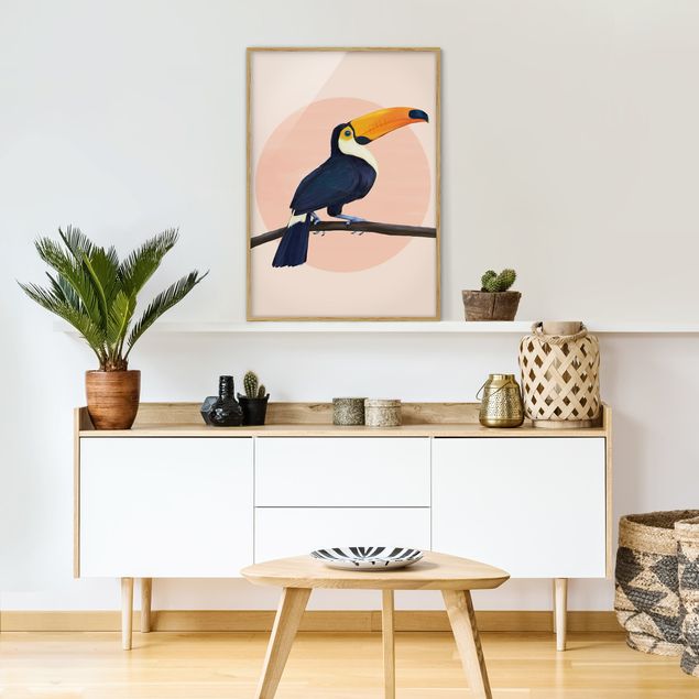 Obrazy w ramie do łazienki Ilustracja ptak tukan malarstwo pastelowe