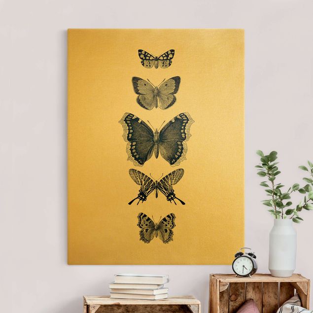 Obraz z motylem Motyle z atramentu na beżowym tle