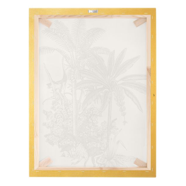 Obrazy kwiatowe Ilustracja w stylu vintage - małpy i drzewa palmowe