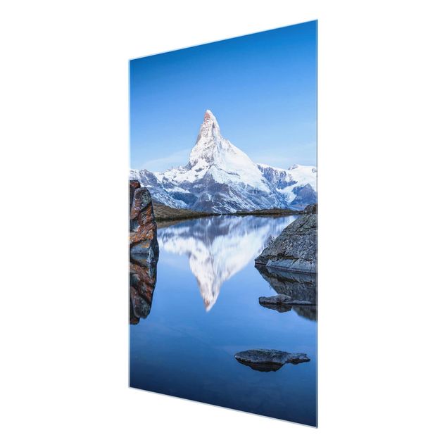 Obrazy na szkle krajobraz Jezioro Stelli przed Matterhornem