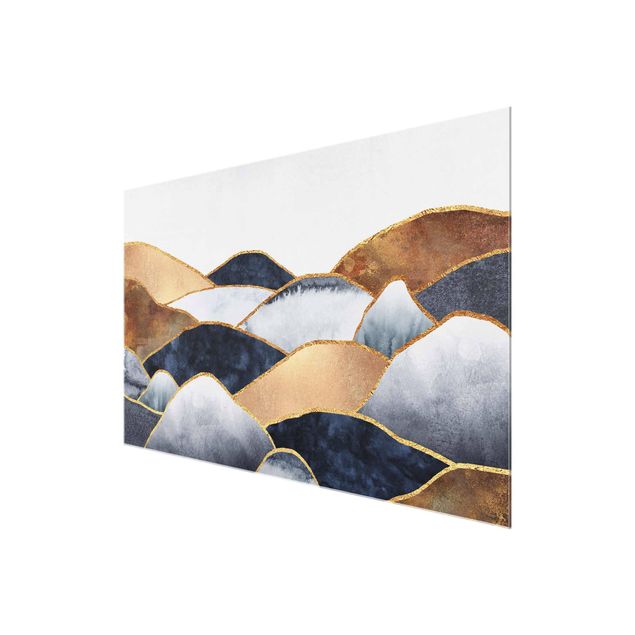 Obrazy na szkle abstrakcja Góry Złote Akwarela