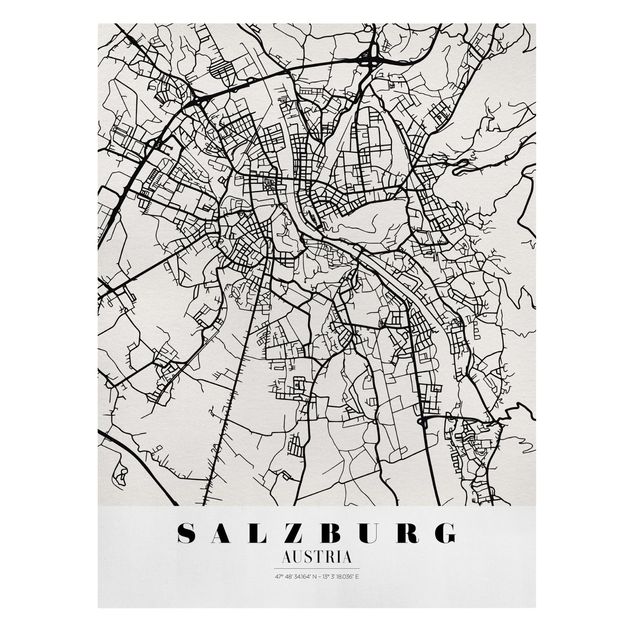 Obrazki czarno białe City Map Salzburg - Klasyczna