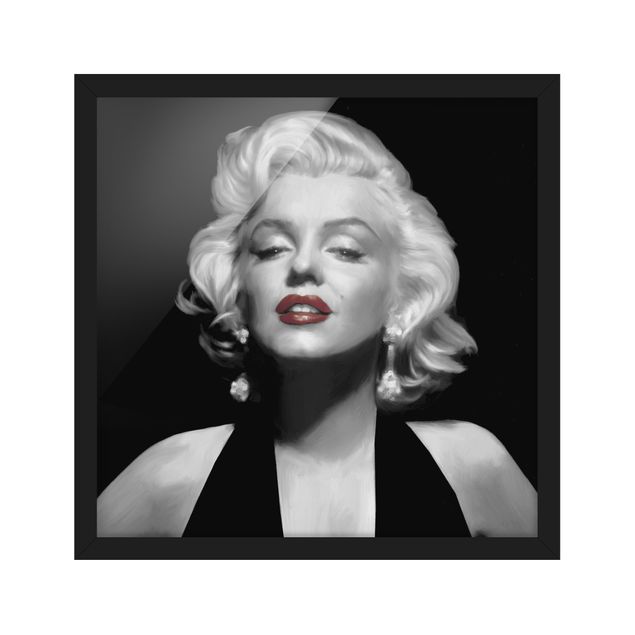 Obrazy w ramie do kuchni Marilyn z czerwonymi ustami