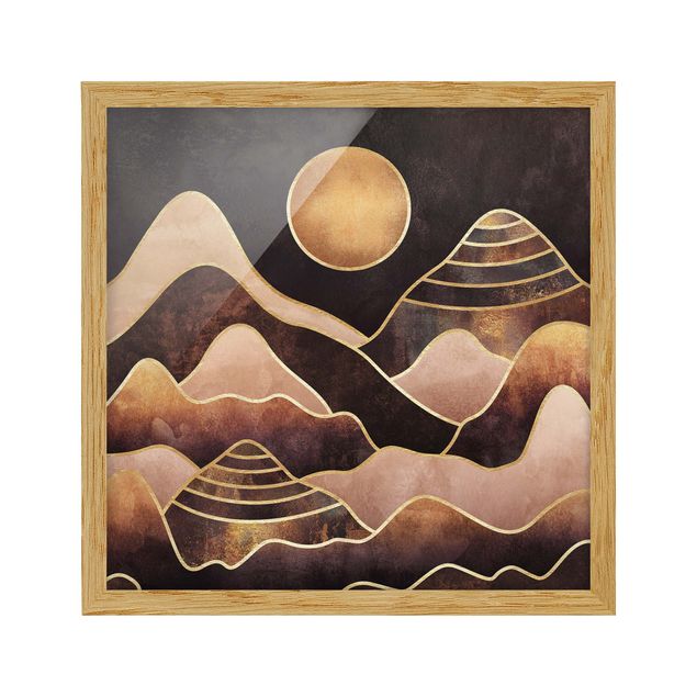 Obrazy w ramie do korytarzu Złote słońce abstrakcyjne góry