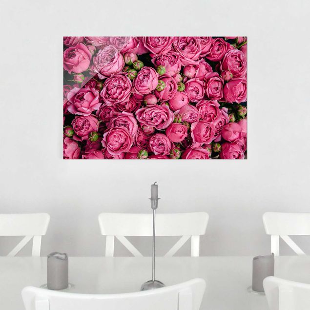 Obrazy na szkle róże Różowe piwonie