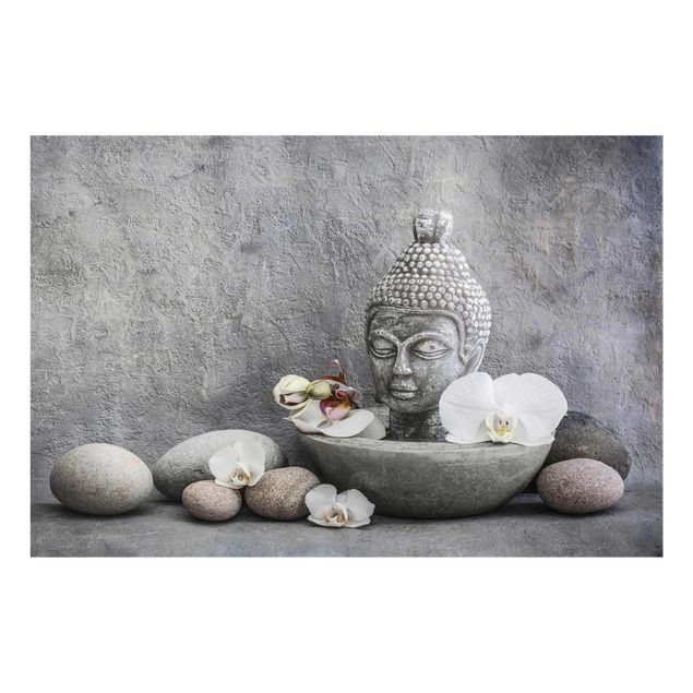 Obrazy do salonu nowoczesne Budda Zen, orchidee i kamienie