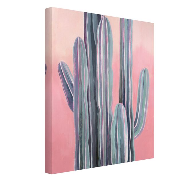 Obraz turkusowy Kaktus na różowo I