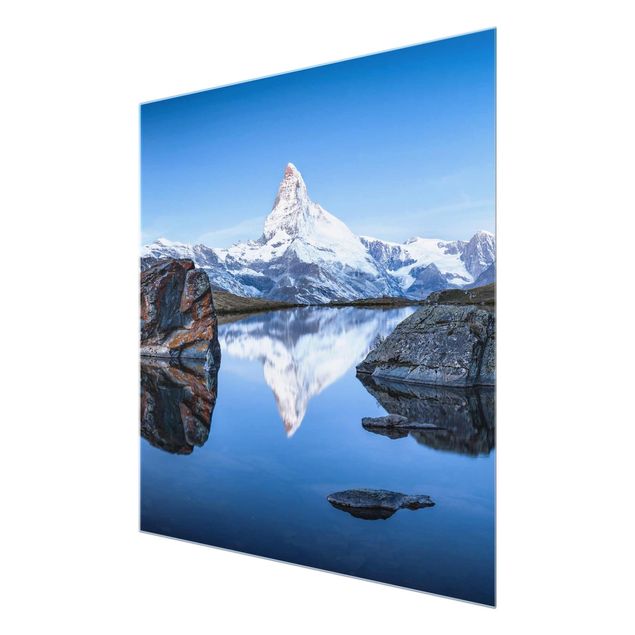 Obrazy na szkle krajobraz Jezioro Stelli przed Matterhornem