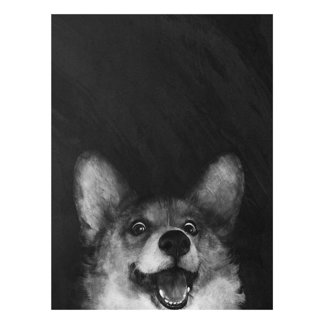 Obrazy na szkle zwierzęta Ilustracja pies Corgi malarstwo czarno-biały